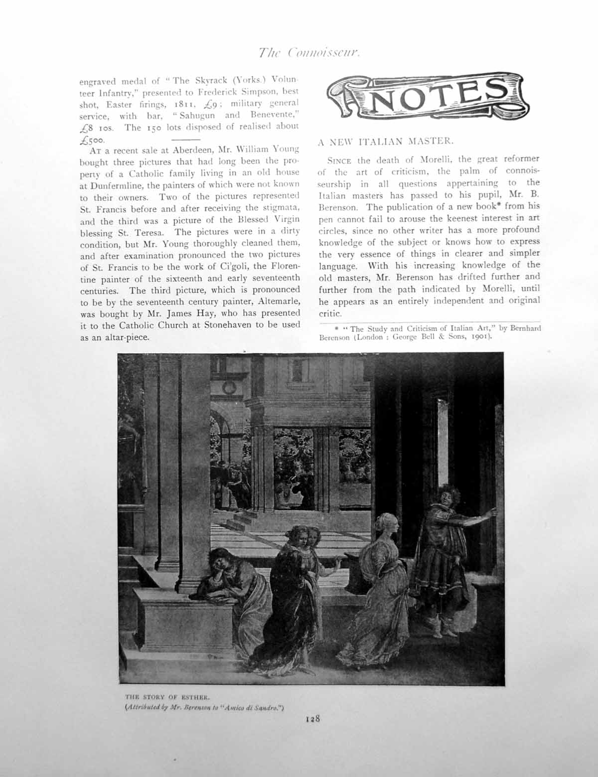 Old Antique Print New Italian Master Story Esther B BerensonPages 1901