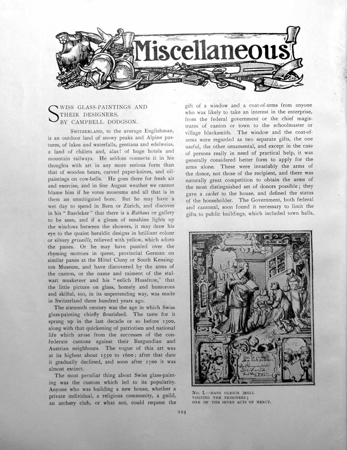 Antique Old Print Miscellaneous Swiss Glass Paintings DesginersPages 1901