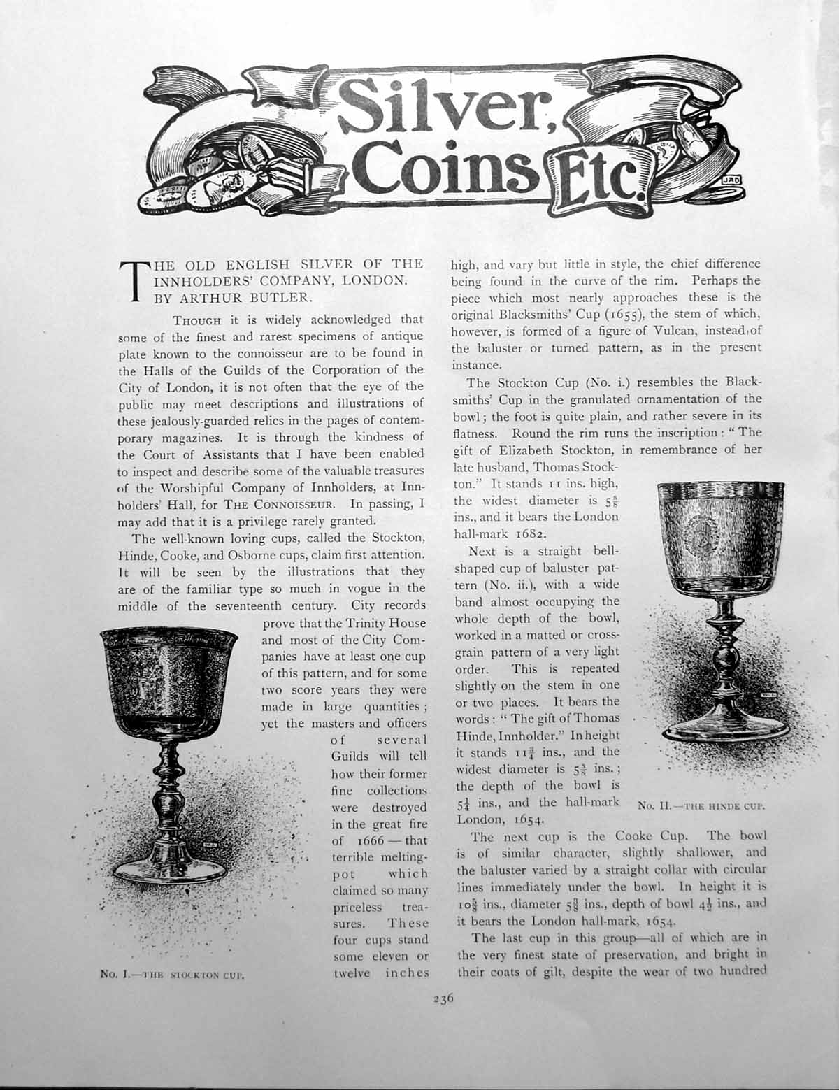 Original Old Antique Print English Silver The Innhers' CompanyPages 1901