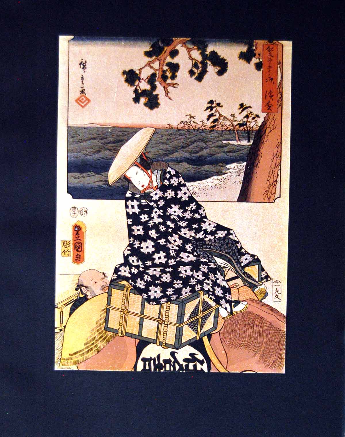 Original Old Antique Print The Travellers Fac-Simile A Colour Kinisada 1901
