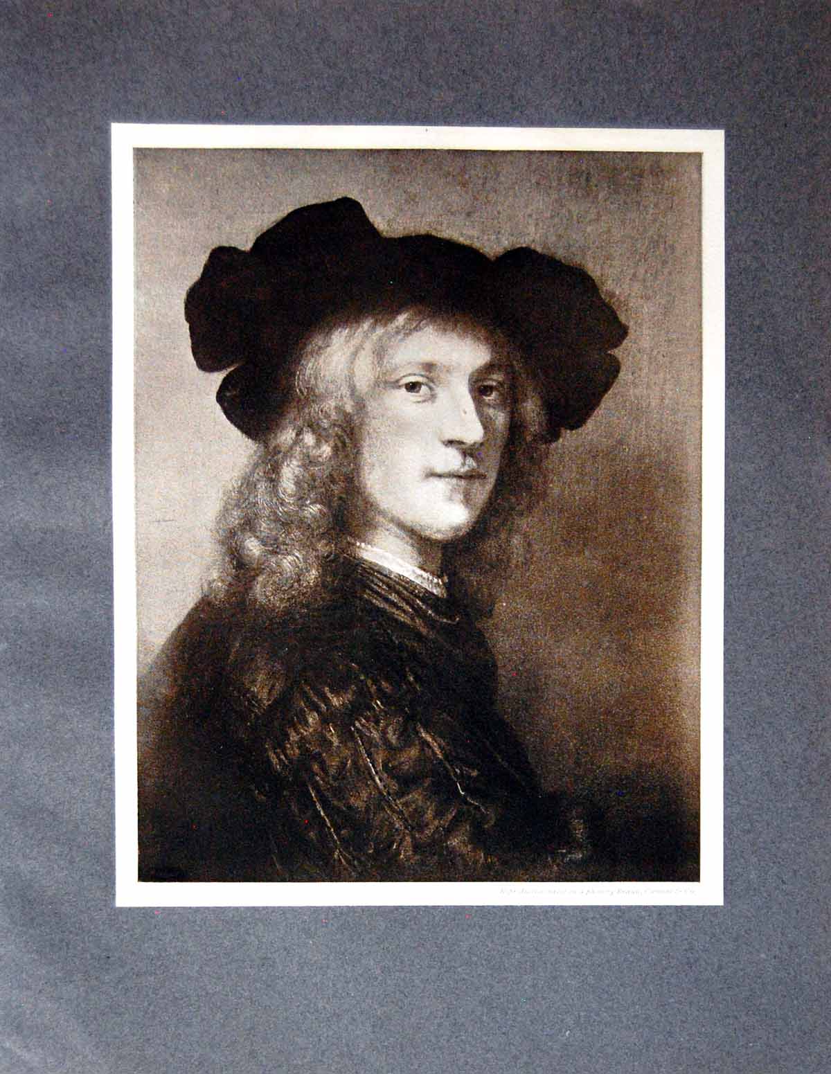 Antique Old Print Head From Portrait A Man With A Hawk Rembrandt Van Ryn 1901