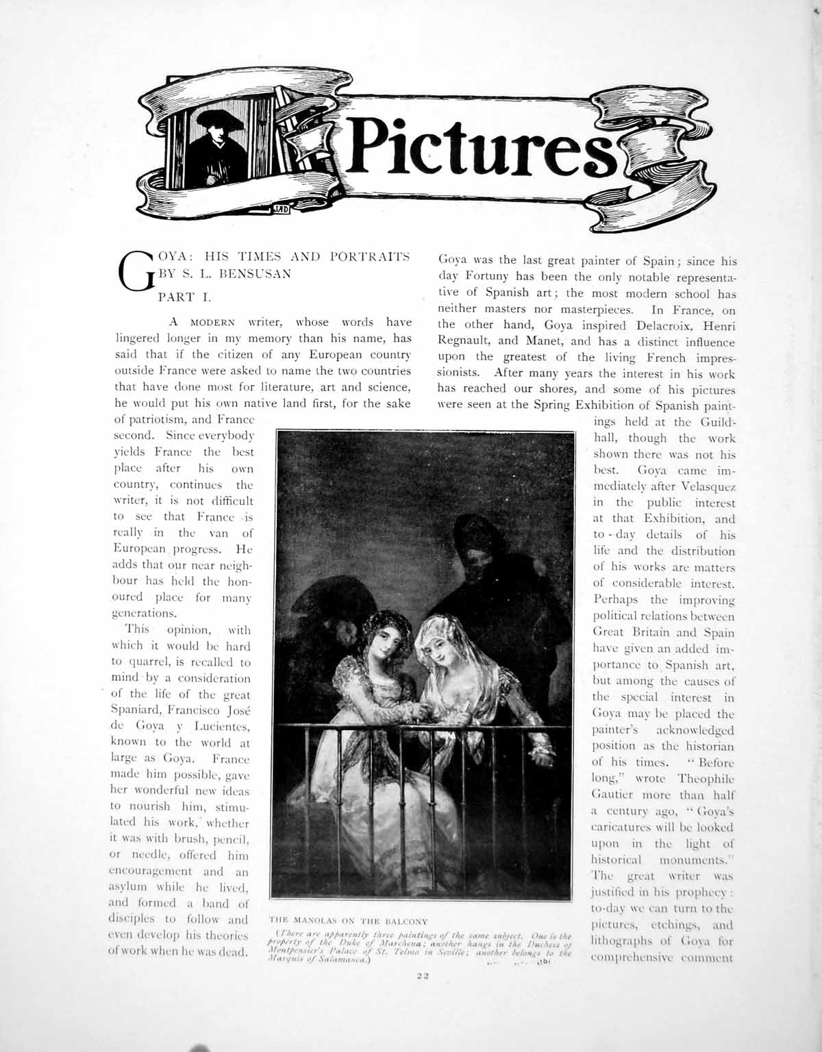 Antique Print Goya His Times & Portraits Part I Joshua ReynsPages 1902