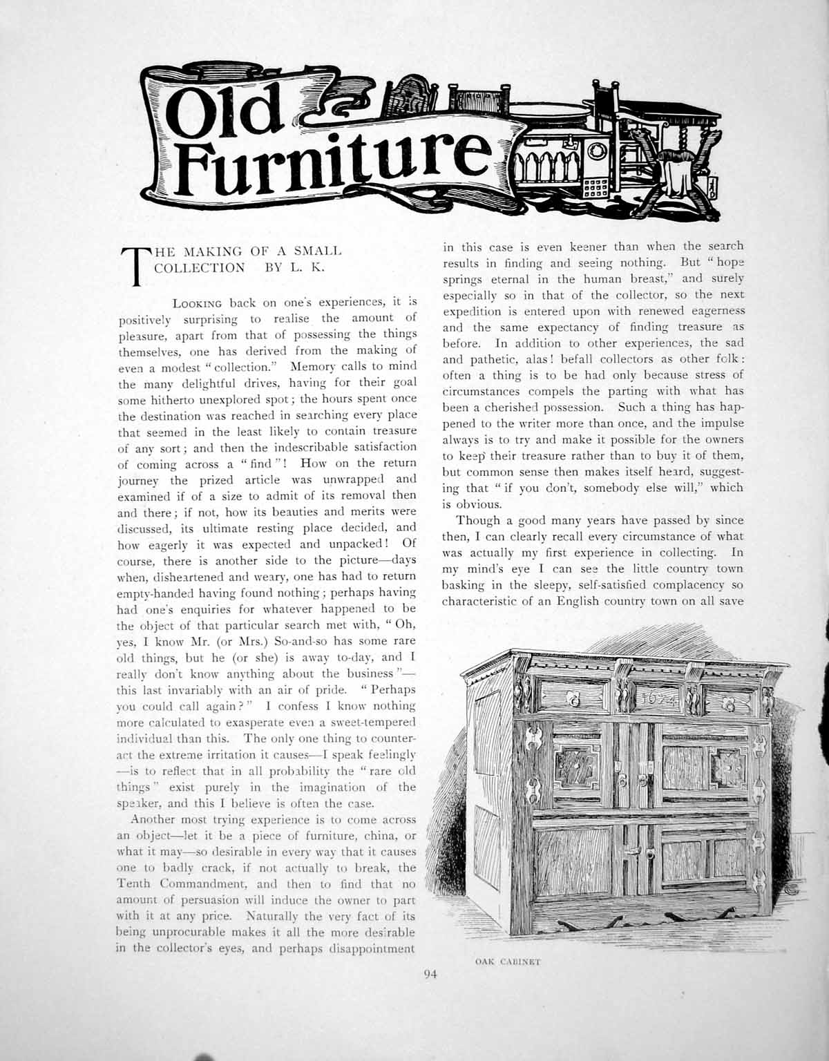 Original Old Antique Print The Making A Small Collection FurniturePages 1902