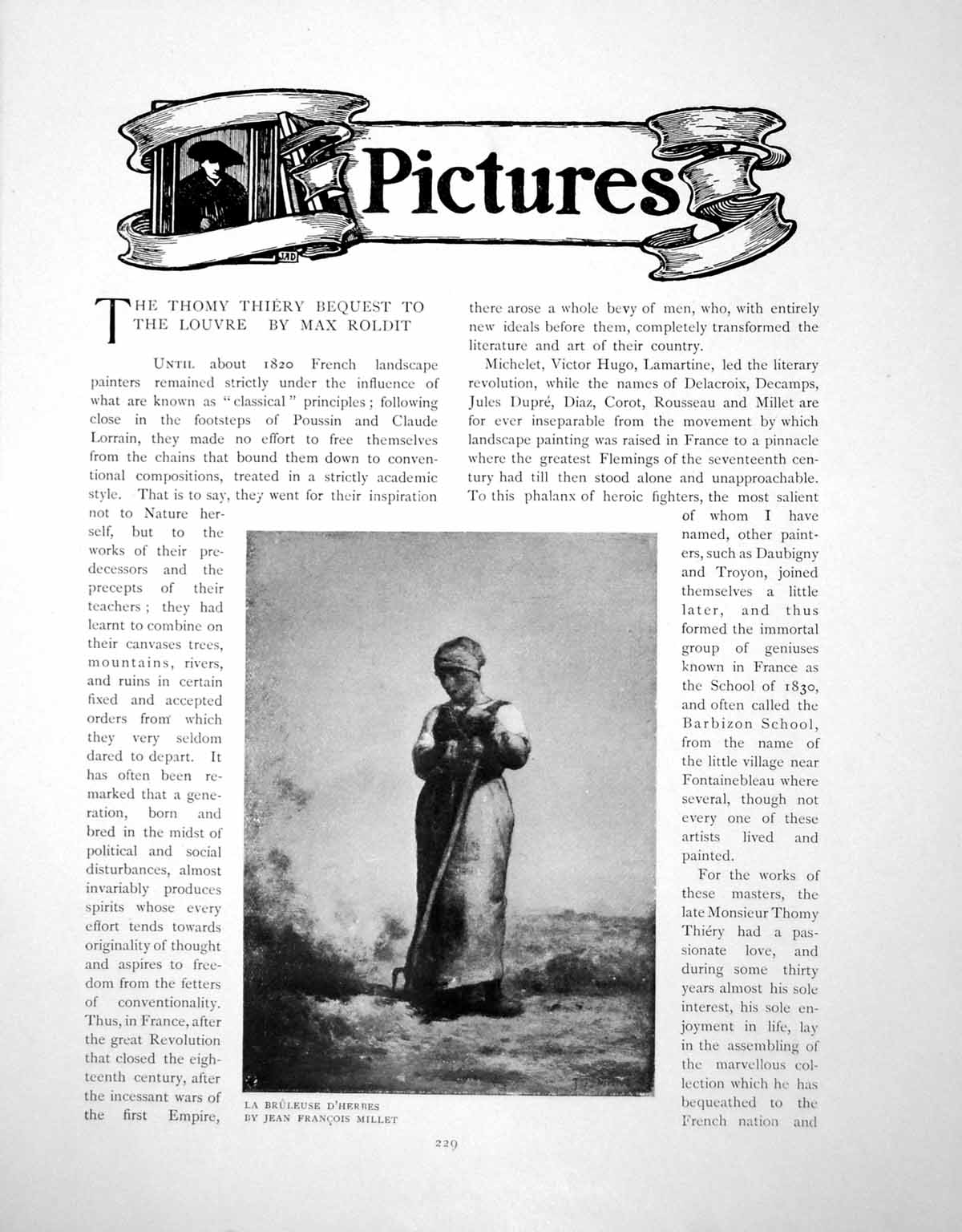 Antique Print Thomy Thiery Bequest To Louvre Millet DelacroixPages 1902