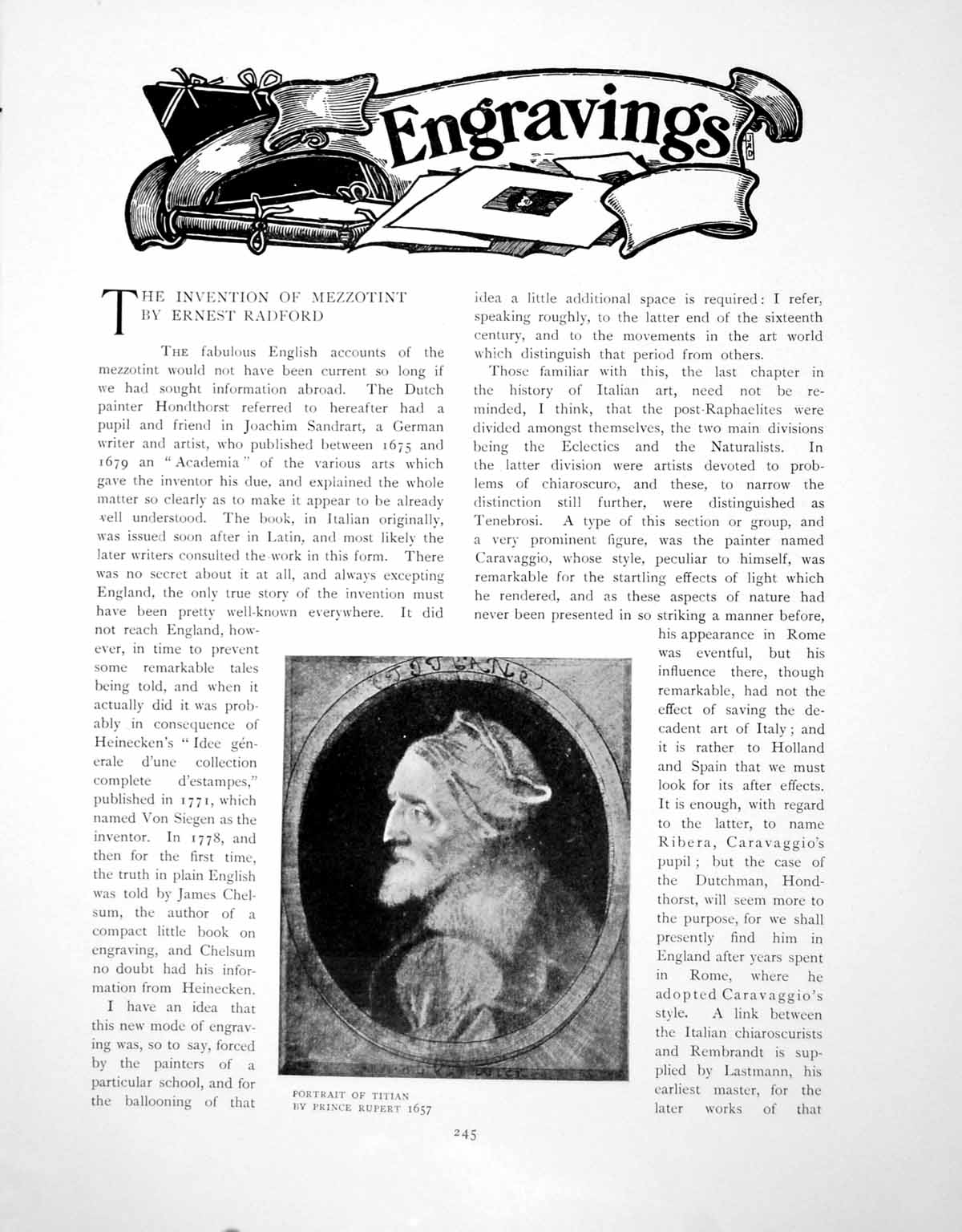 Antique Print The Invention Mezzotint Portrait Titian VaillantPages 1902