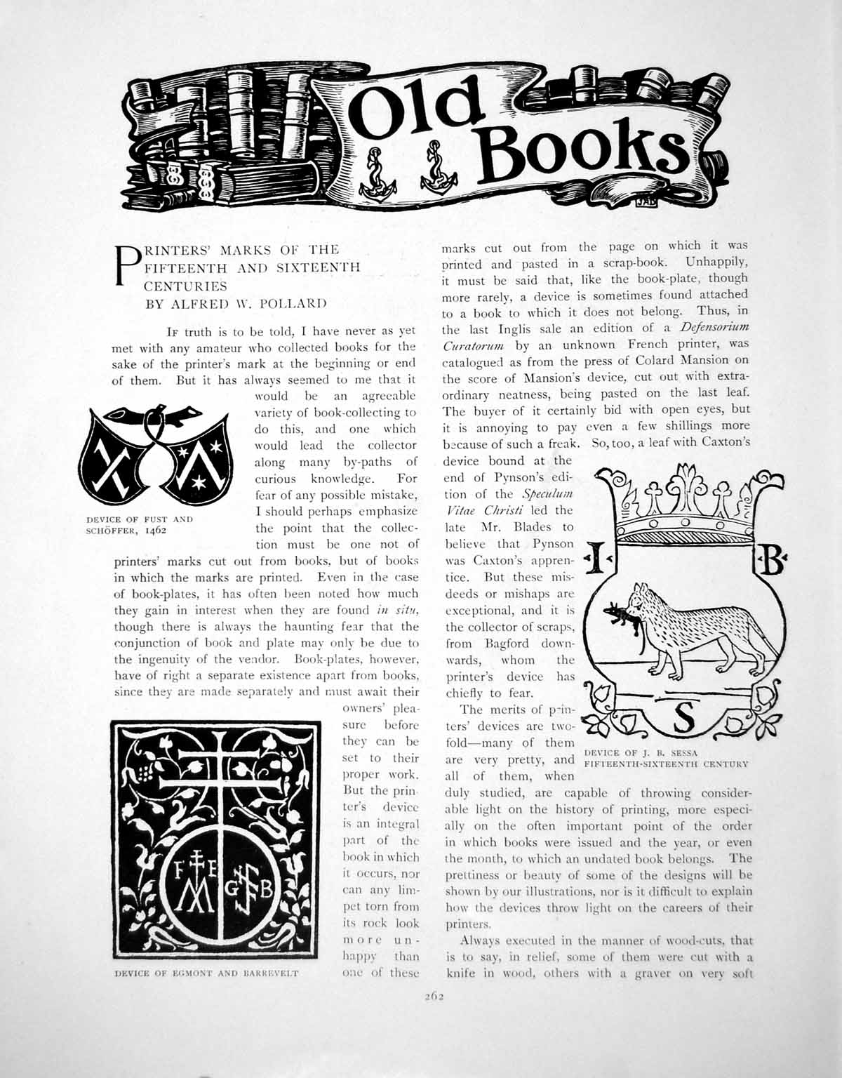 Antique Old Print ers' Marks Fifteeenth & Sixteenth CenturiesPages 1902