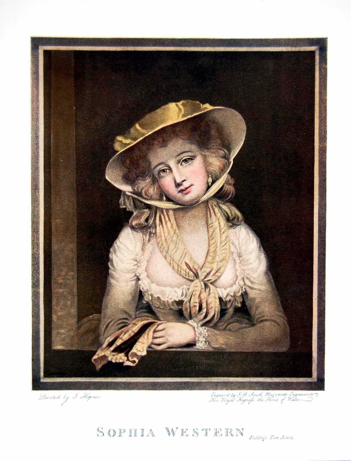 Antique Old Print Mrs Sophia Western Painted J Hoppner Engraved Jr Smith 1902