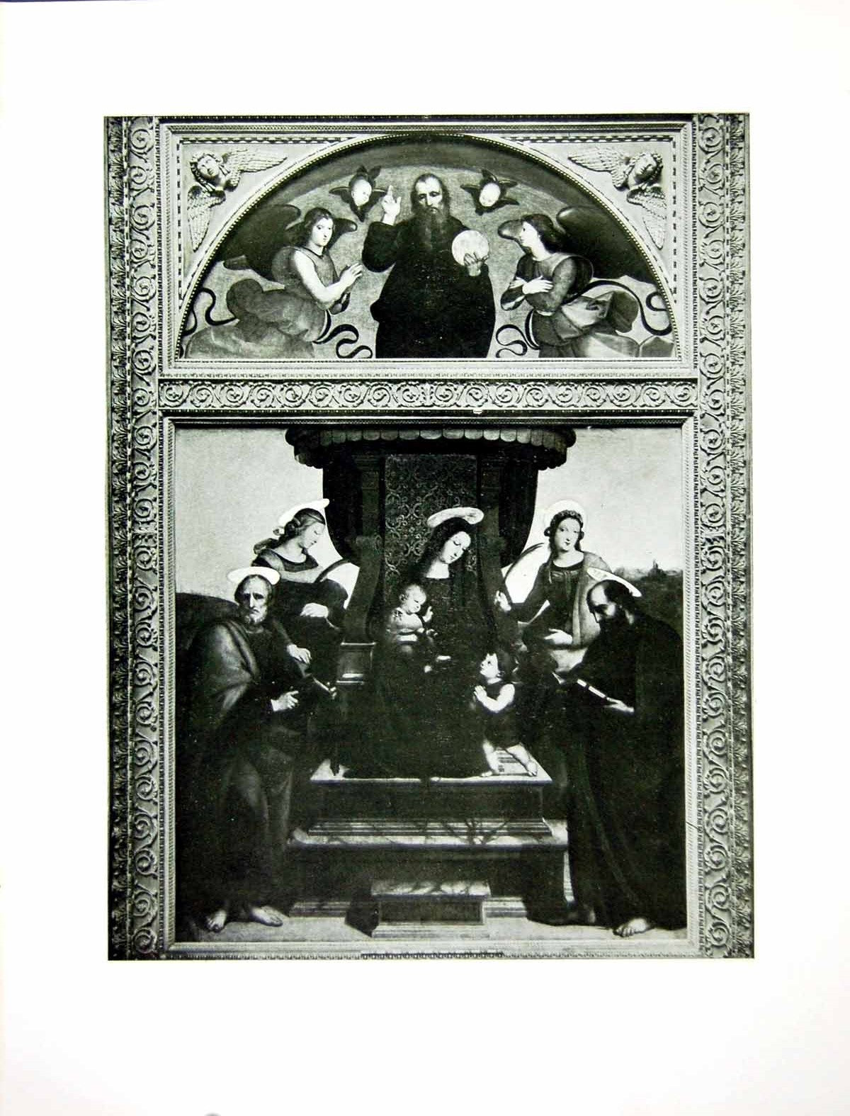 Original Old Antique Print La Madonna Di San' Antonio By Raffaelle Sanzio 1902