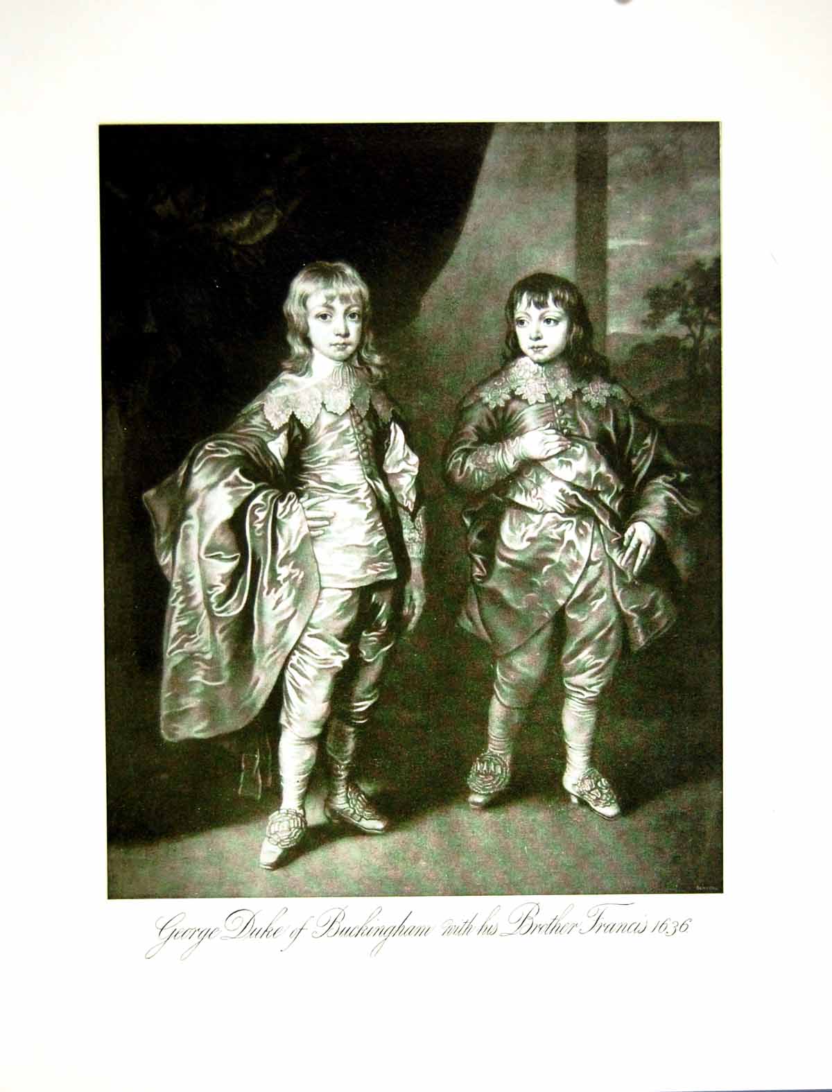 Antique Old Print George Duke Buckingham And Brother Francis Villiers 1902 20th