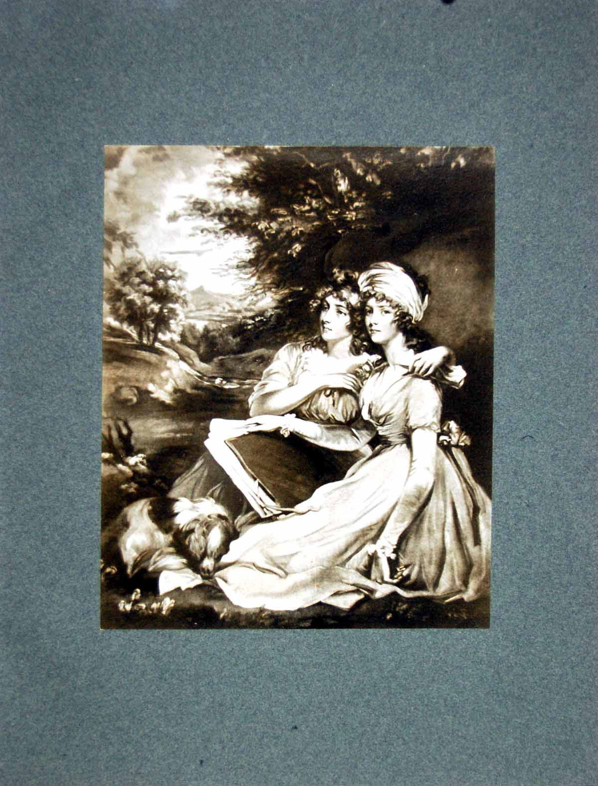 Antique Old Print Frankland Sisters Painted John Hoppner Engraved E Ward 1902