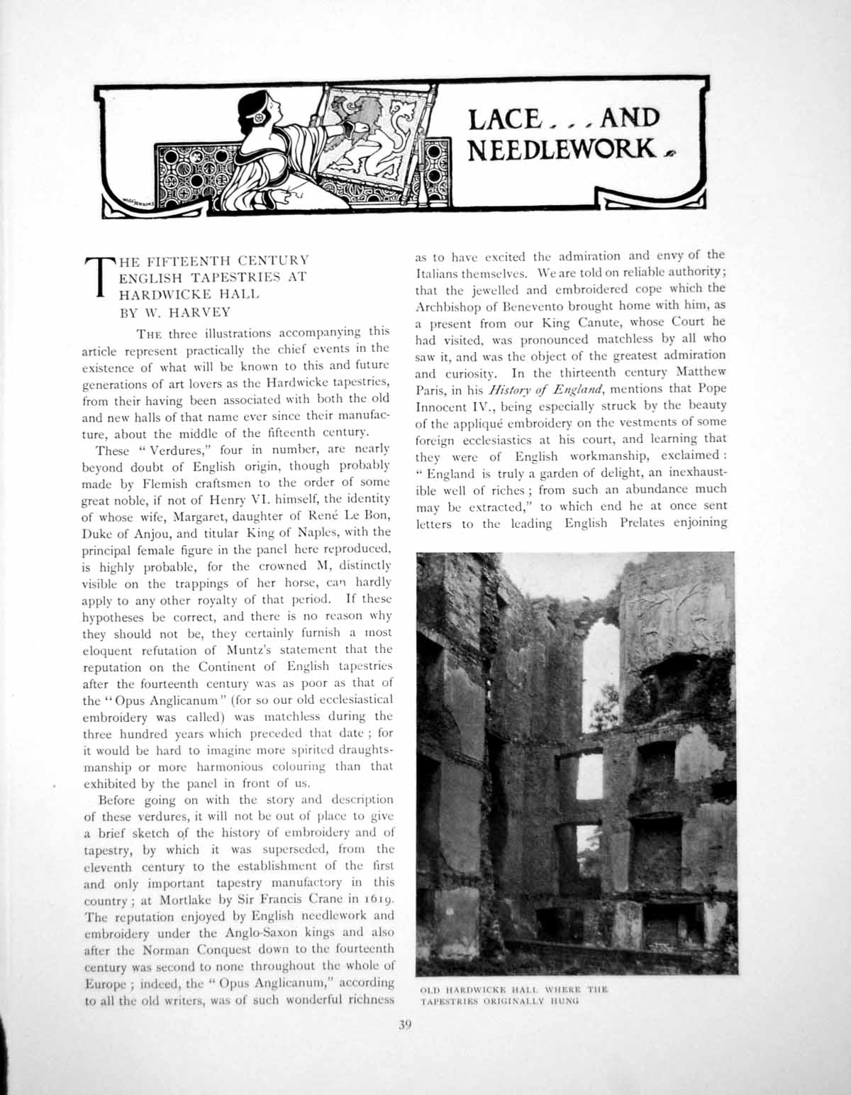 Antique Old Print The C15Th English Tapestries At Hardwicke HallPage 1902