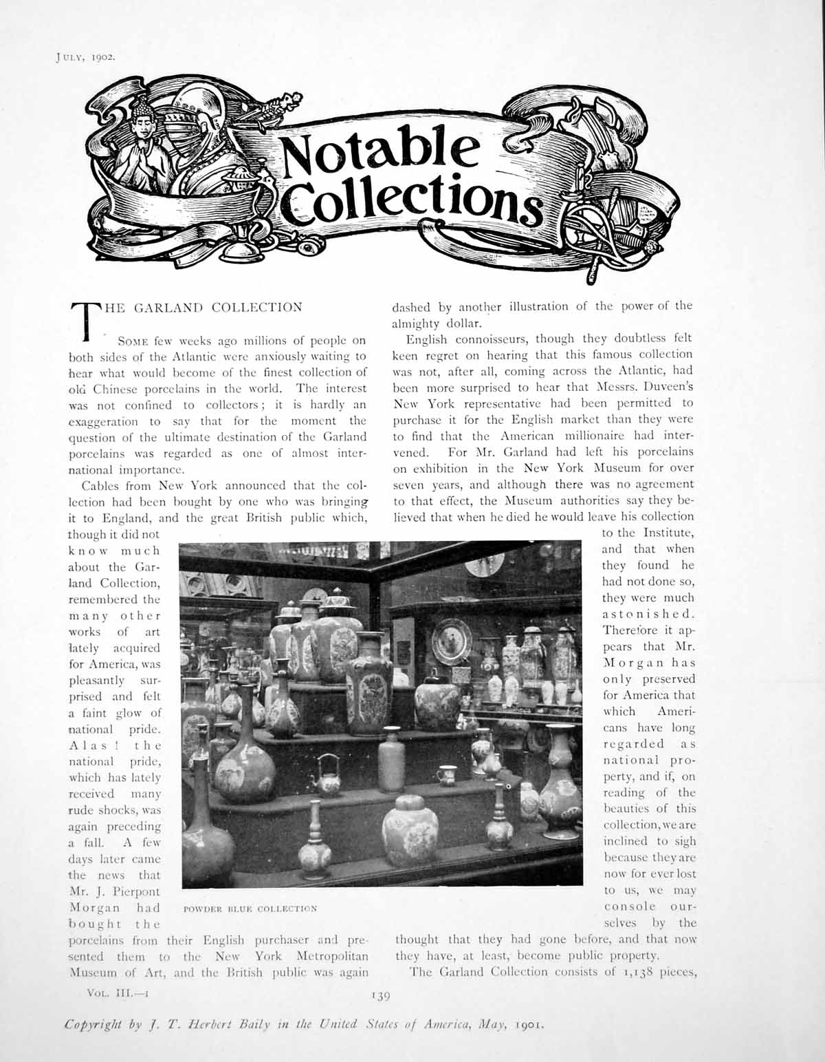 Antique Old Print The Garland Collection Powder Blue White AsterPages 1902