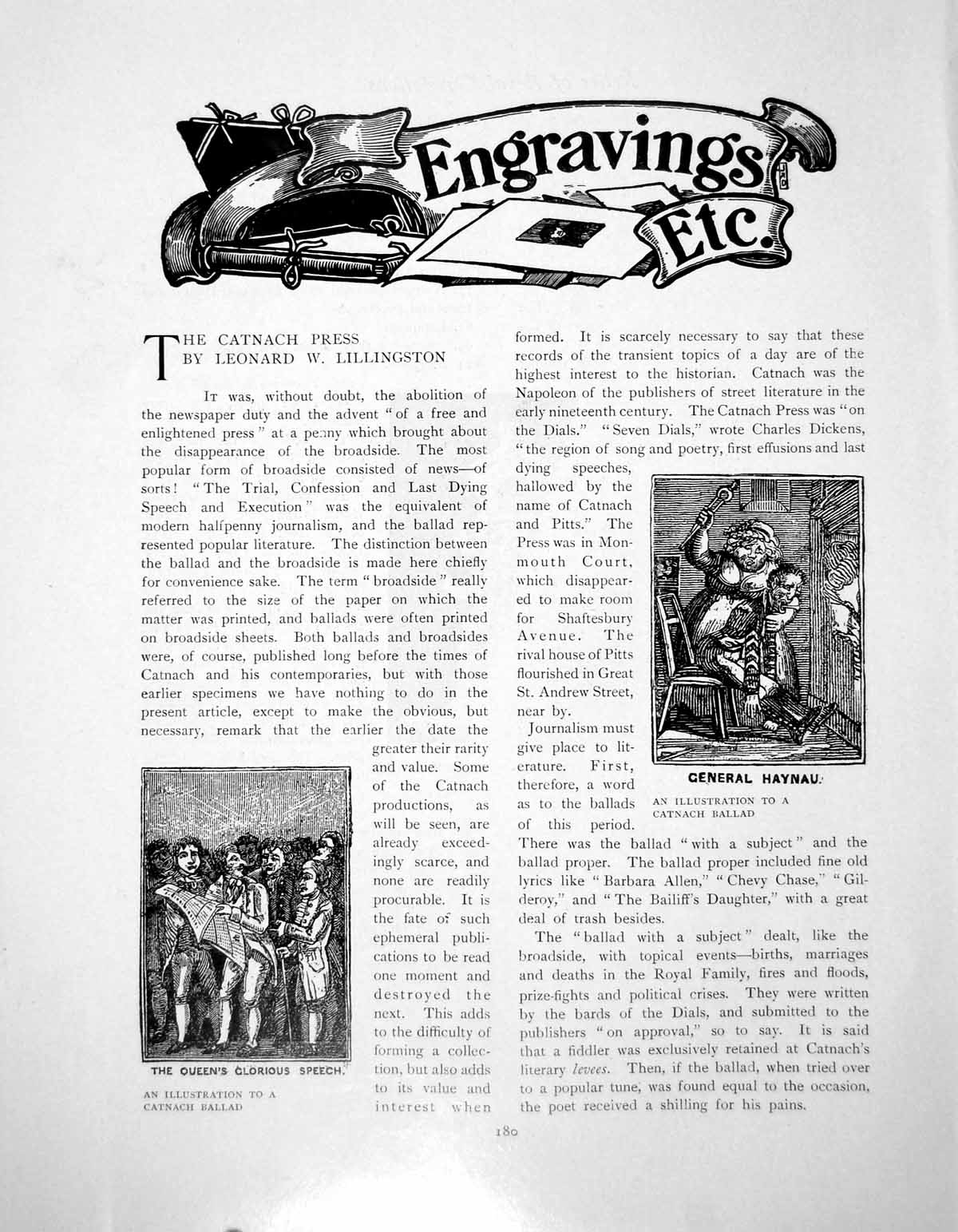 Antique Print The Catnach Press General Haynau Queen'S SpeechPages 1902