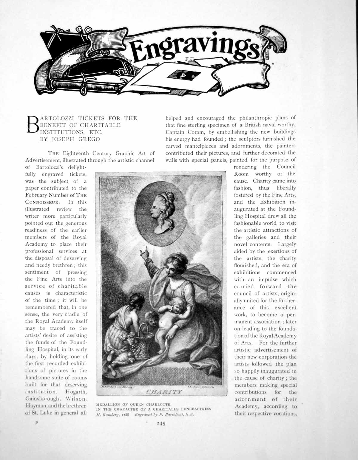 Old Print Bartolozzi Tickets Benefit Charitable InstitutionsPages 1902