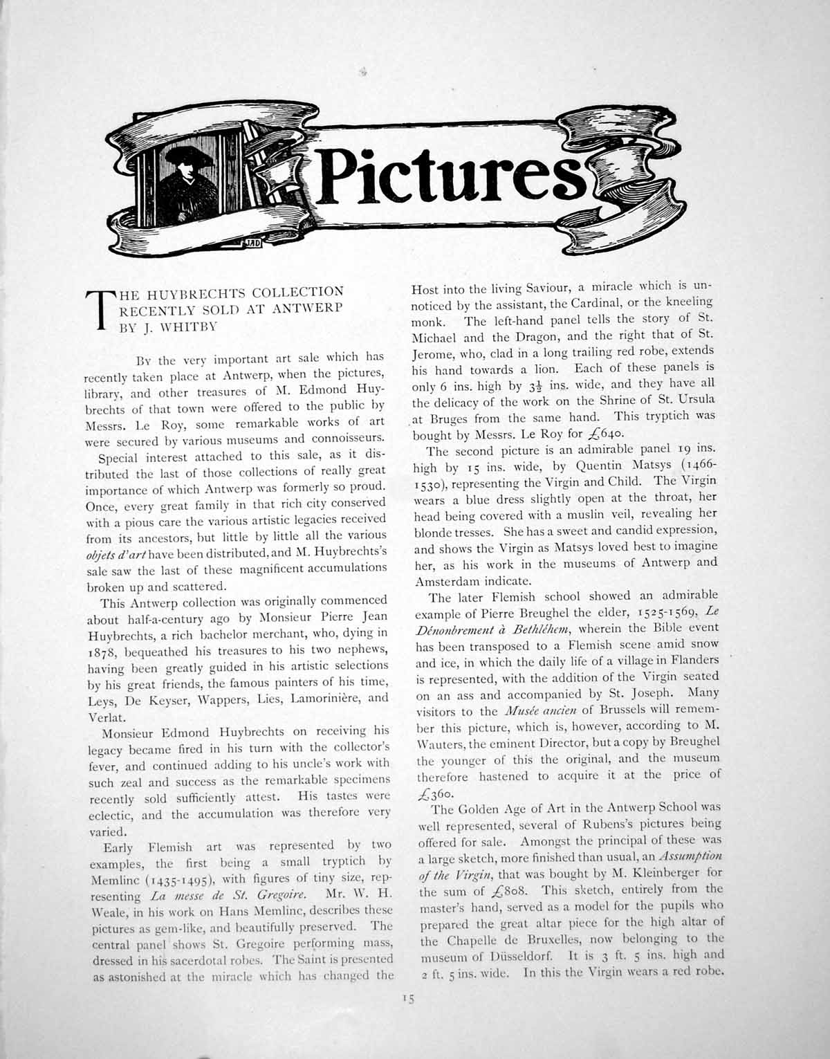 Antique Old Print The Huybrechts Collection Recently SAntwerpPages 1902