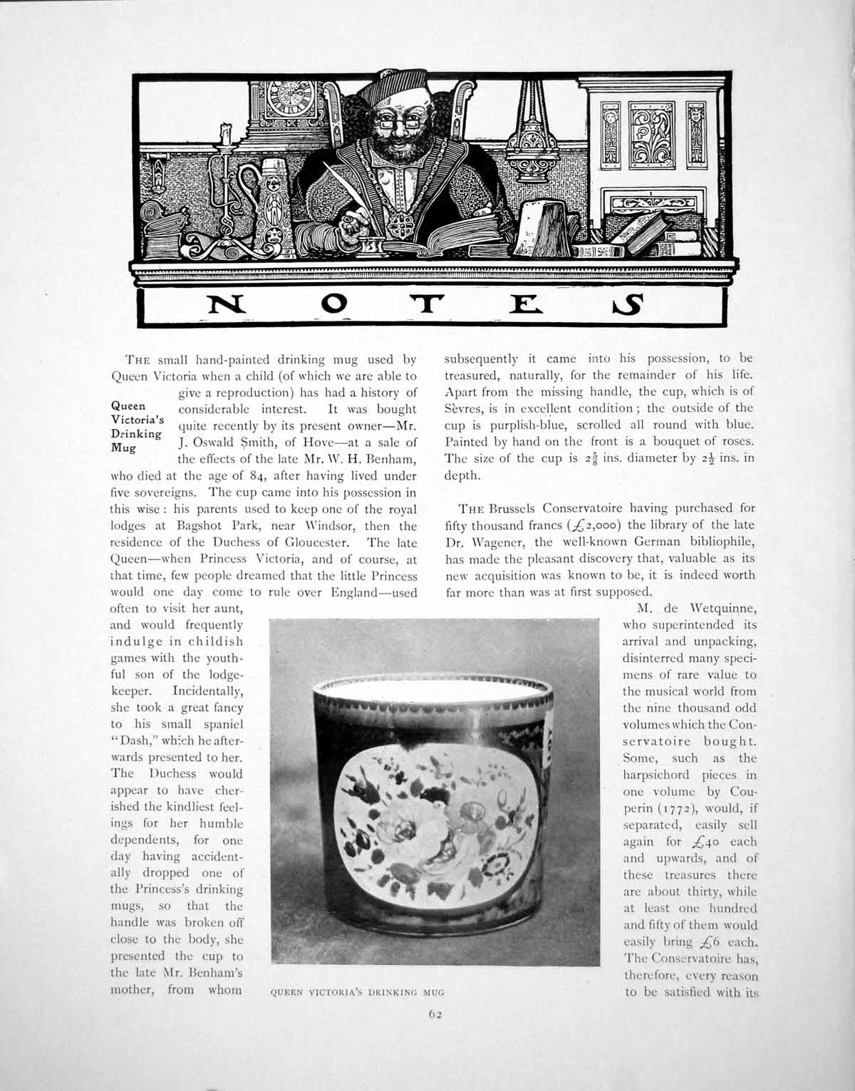 Old Print Notes Queen Victoria'S Drinking Mug Vestment LacePages 1902