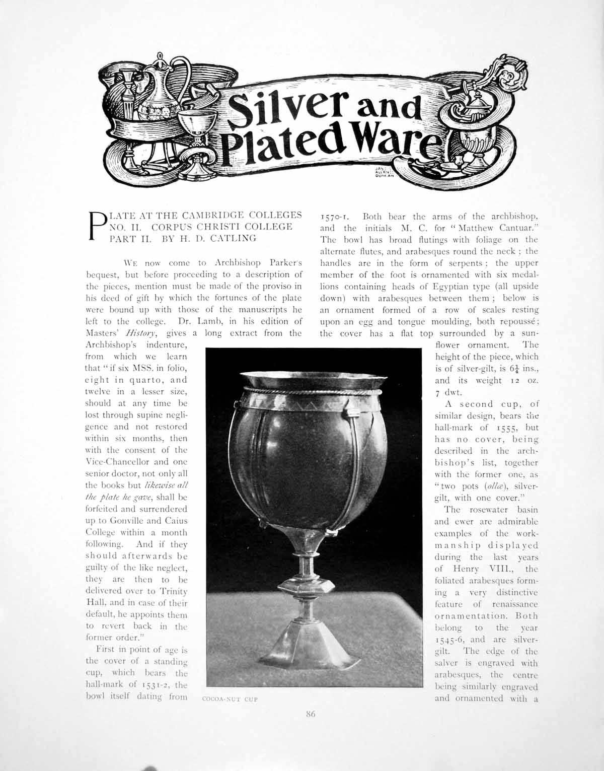 Old Print Plate At Cambridge Colleges Part Ii Corpus ChristiPages 1902