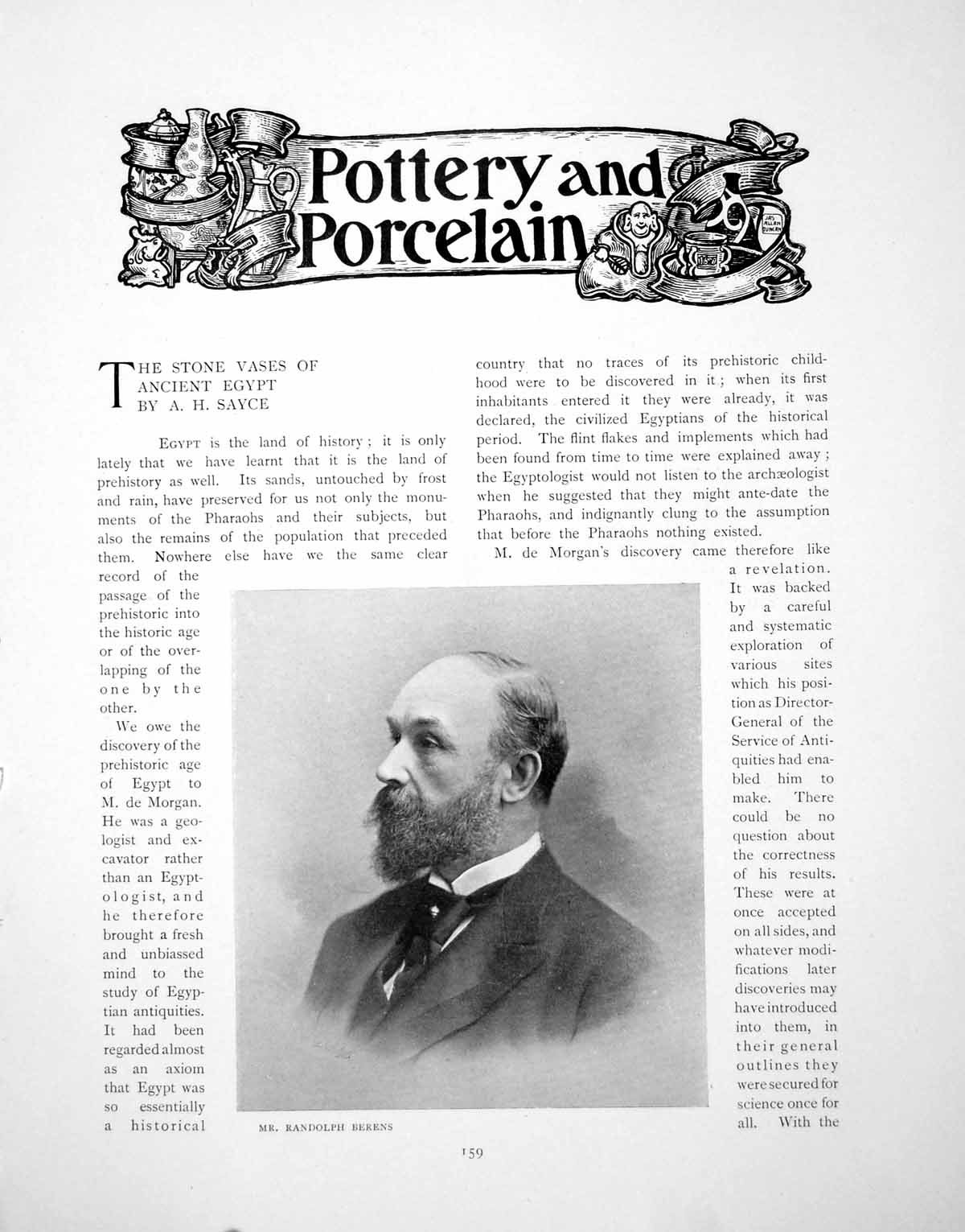Old Print Stone Vases Ancient Egypt Portrait Randolph BerensPages 1902