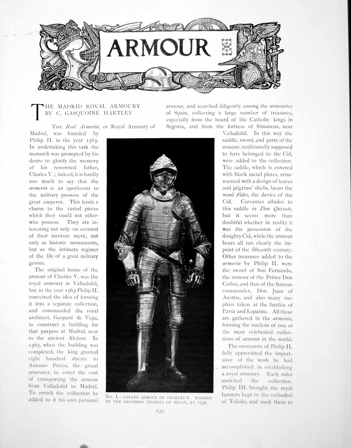 Antique Print The Madrid Royal Armoury Parade Armour Charles VPages 1902