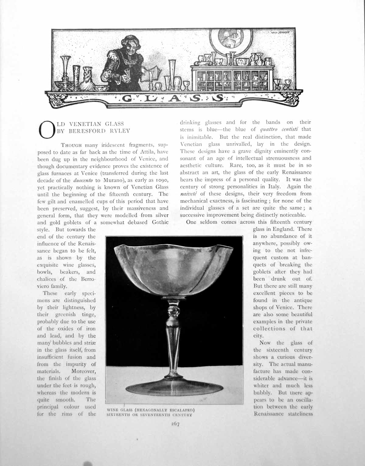 Old Antique Print Venetian Glass Wine Hexagonally ScallopedPages 1902