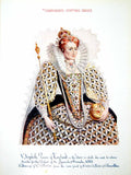 Antique Old Print Elizabeth Queen England In Dress Post Spanish Armada 1902