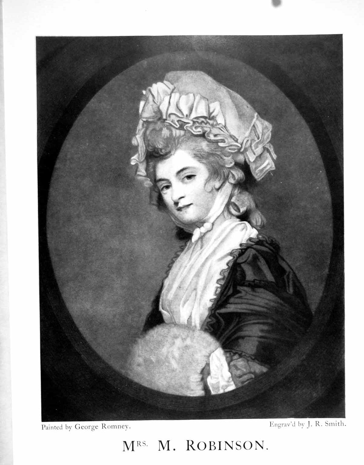 Antique Old Print Mrs Mary Robinson Engraving Jr Smith Painting Romney 1902
