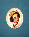 Original Old Antique Print Portrait A Man Straw Hat Red Ribbon Neckerchief 1902