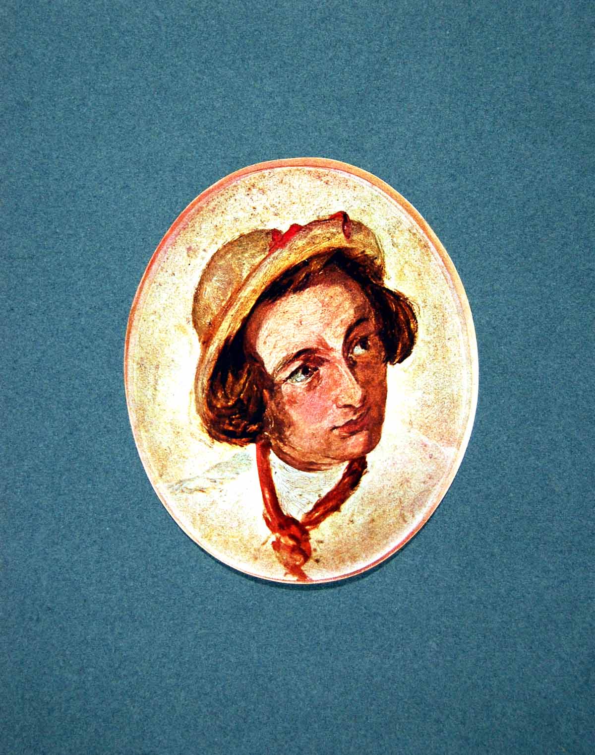Original Old Antique Print Portrait A Man Straw Hat Red Ribbon Neckerchief 1902