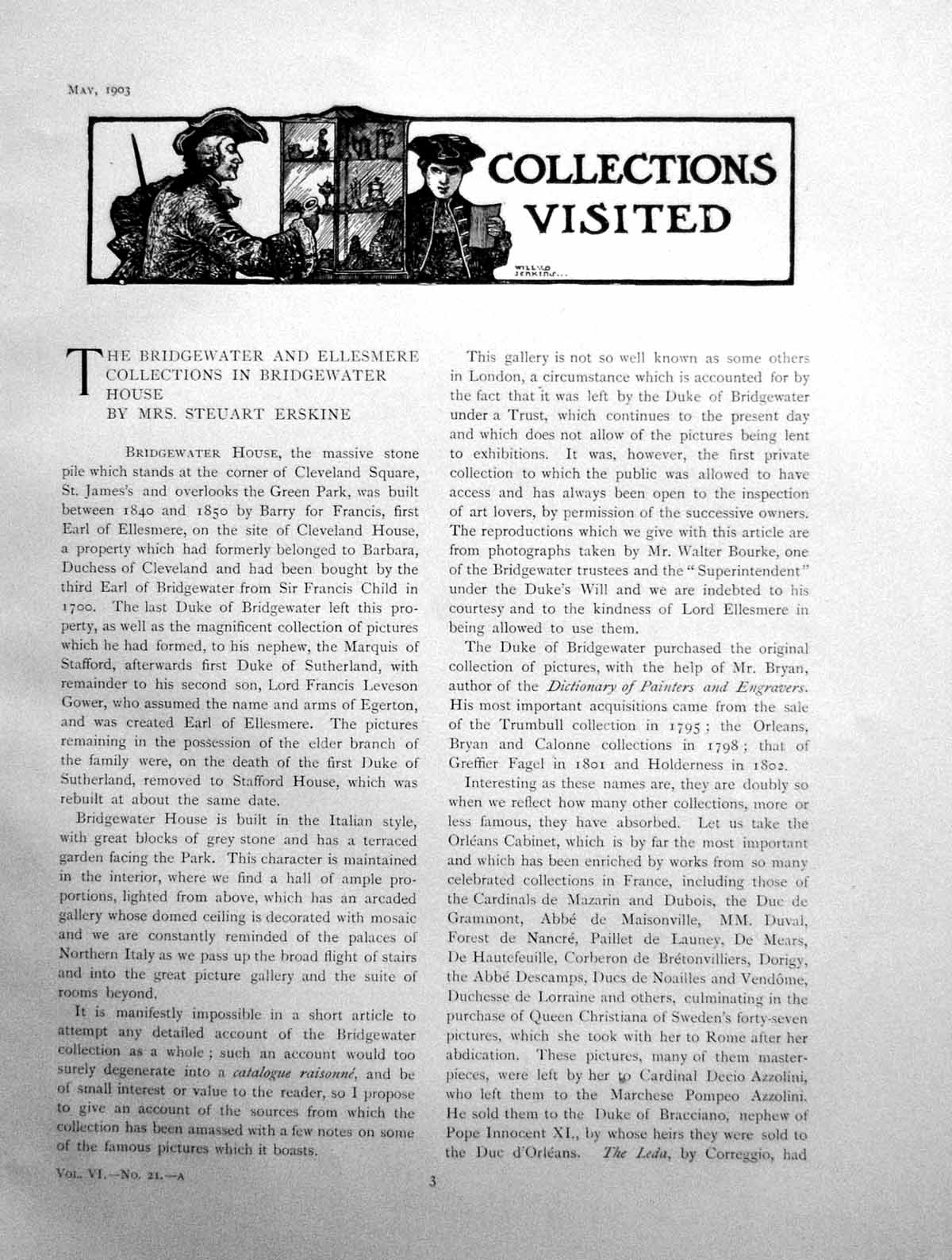 Original Old Antique Print Bridgewater Ellesmere Collection HousePages 1903