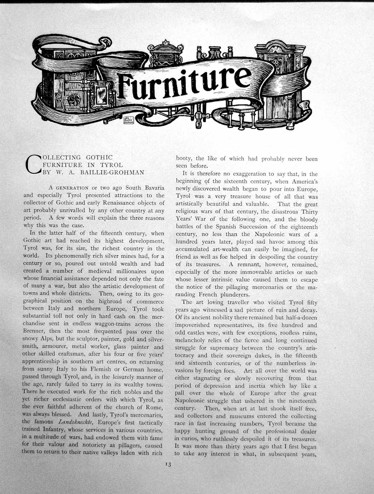 Antique Old Print Furniture Collecting Gothic In Tyrol CabinetPages 1903