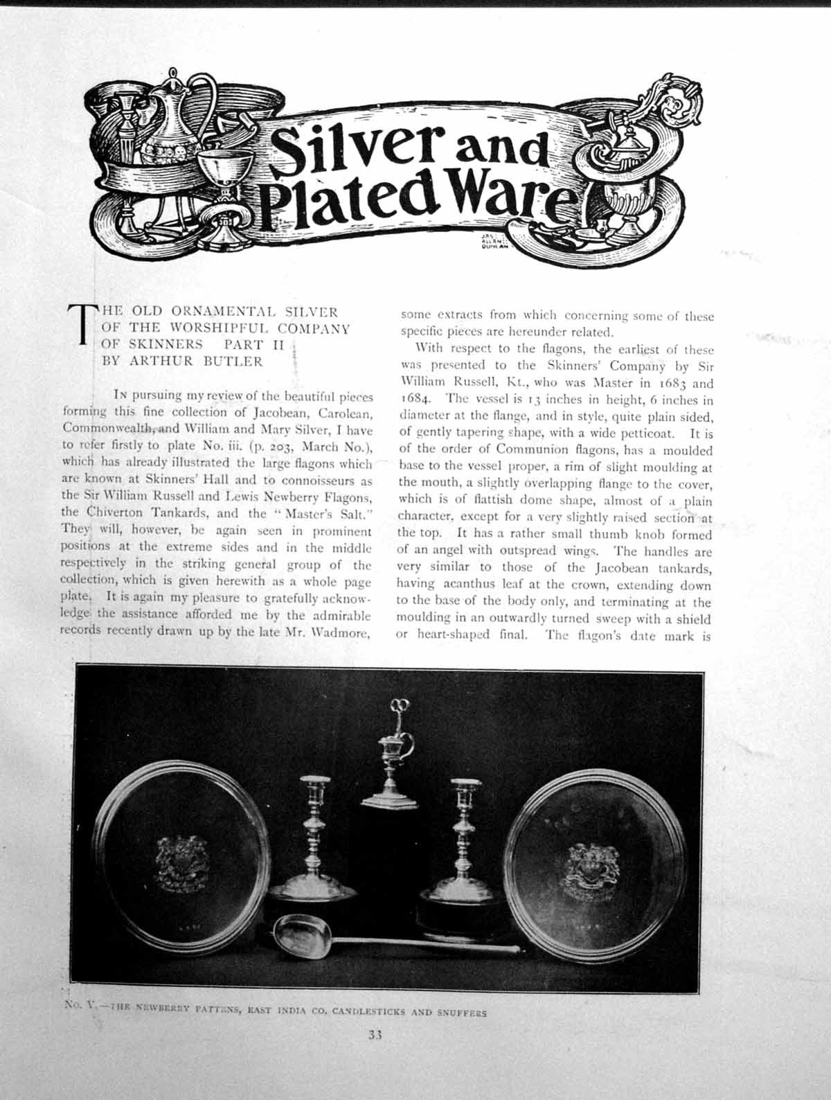 Antique Print Ornamental Silver Worhipful Co. Skinners Part IiPages 1903