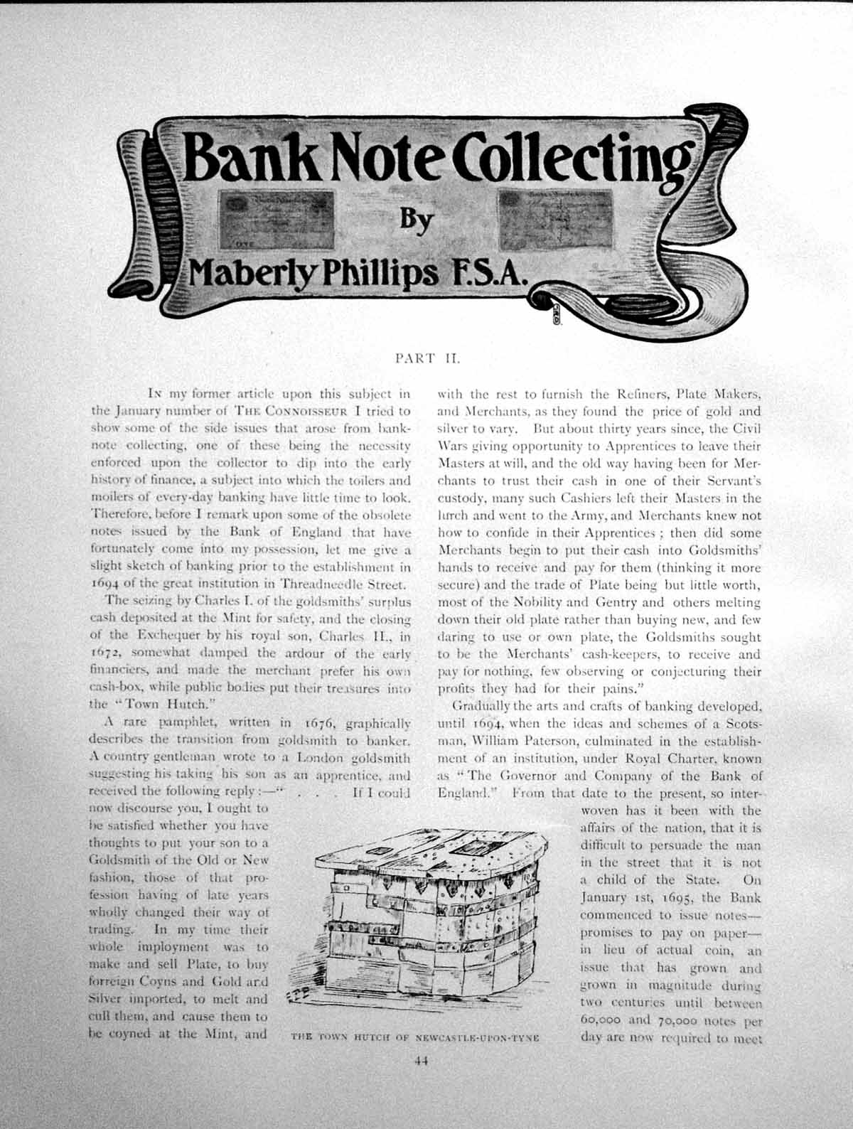 Old Antique Print Bank Note Collecting Town Hutch NewcastlePages 1903