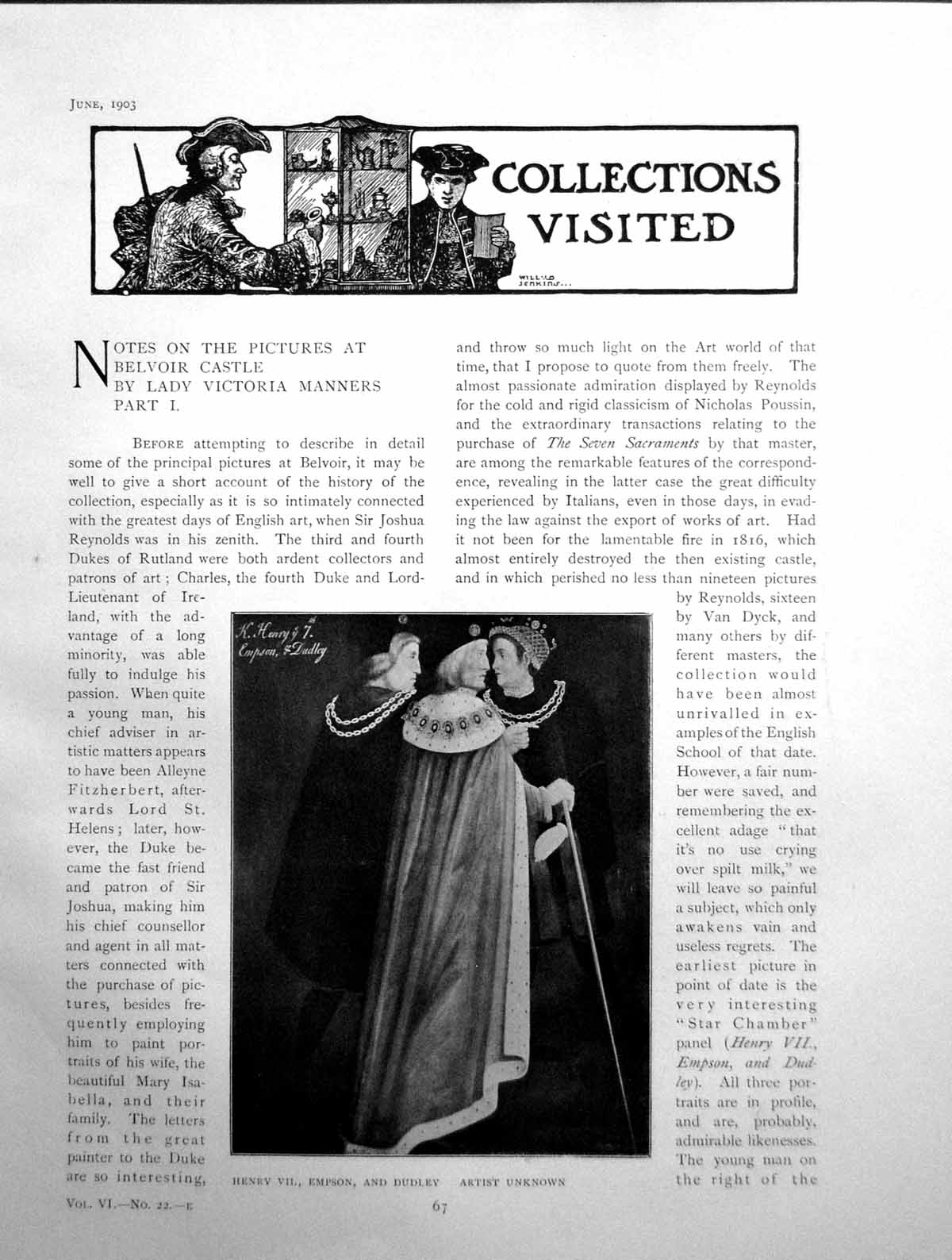 Antique Old Print Notes On The Pictures At Belvoir Castle Part IPages 1903