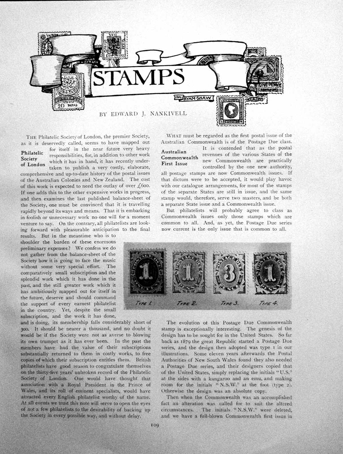 Antique Old Print Stamps Australian Commonwealth First Issue NewPage 1903