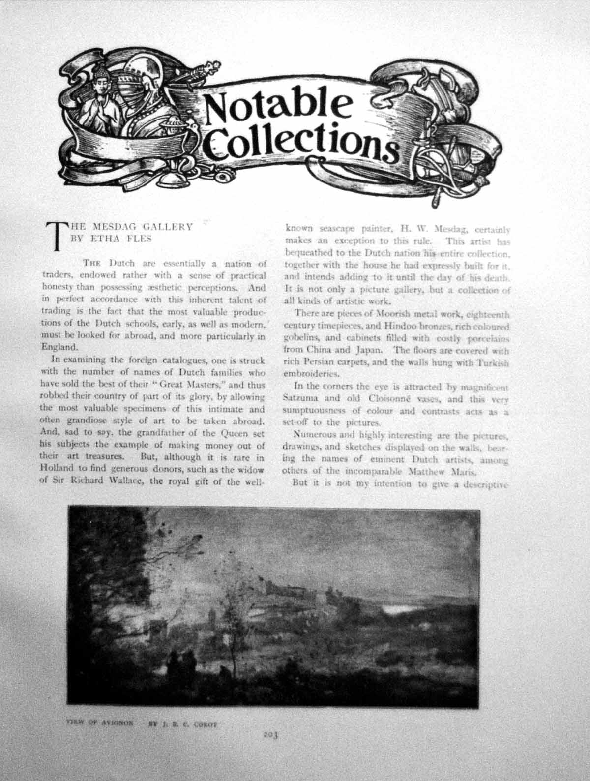 Original Old Antique Print Mesdag Gallery View Avignon Jbc CorotPages 1903