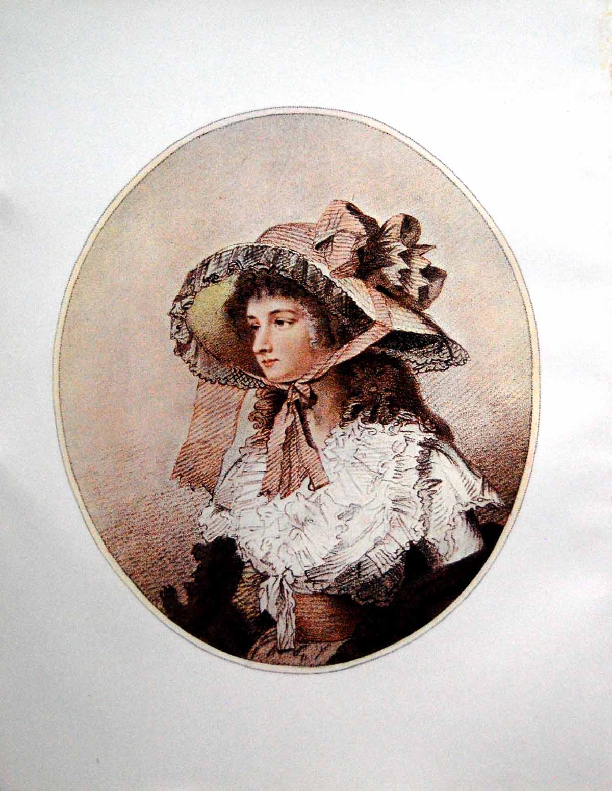 Antique Print Louisa Painted And Engraved By W Ward Lady Large Bonnet 1903 20th
