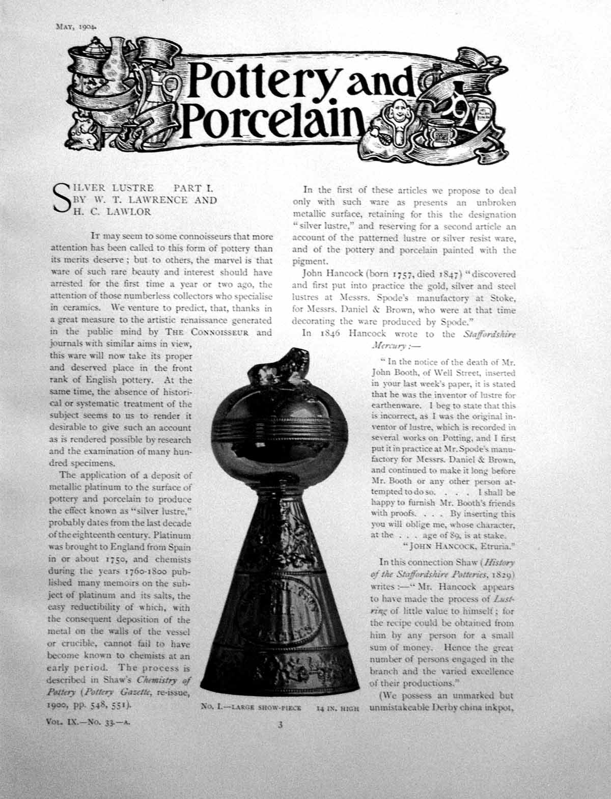 Old Silver Lustre Part I Large Show Piece Jugs Tea WarePages 1904
