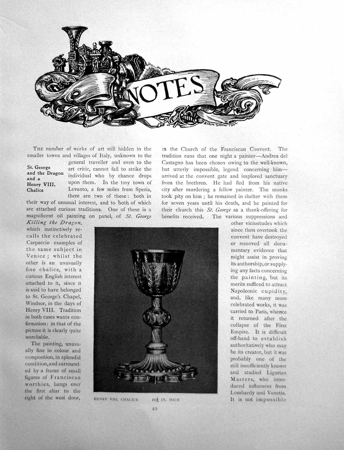 Antique Print Notes Henry Viii Chalice Virgin In Glory SketchPages 1904