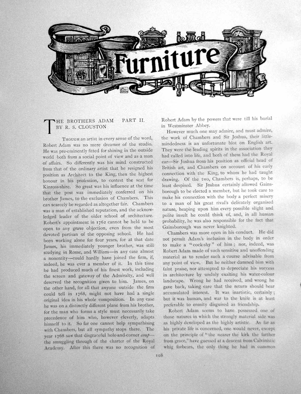 Old Print Furniture The Brothers Adam Part Ii Ceiling ChairPages 1904