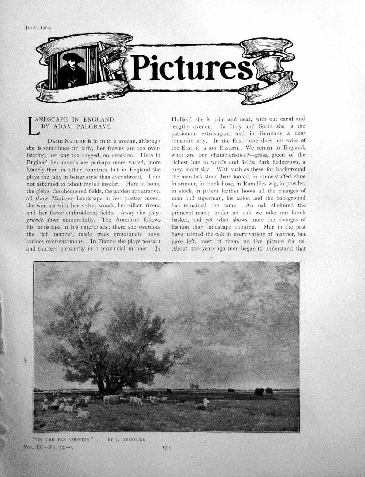 Antique Old Print Landscape In England Fen Country J AumonierPages 1904