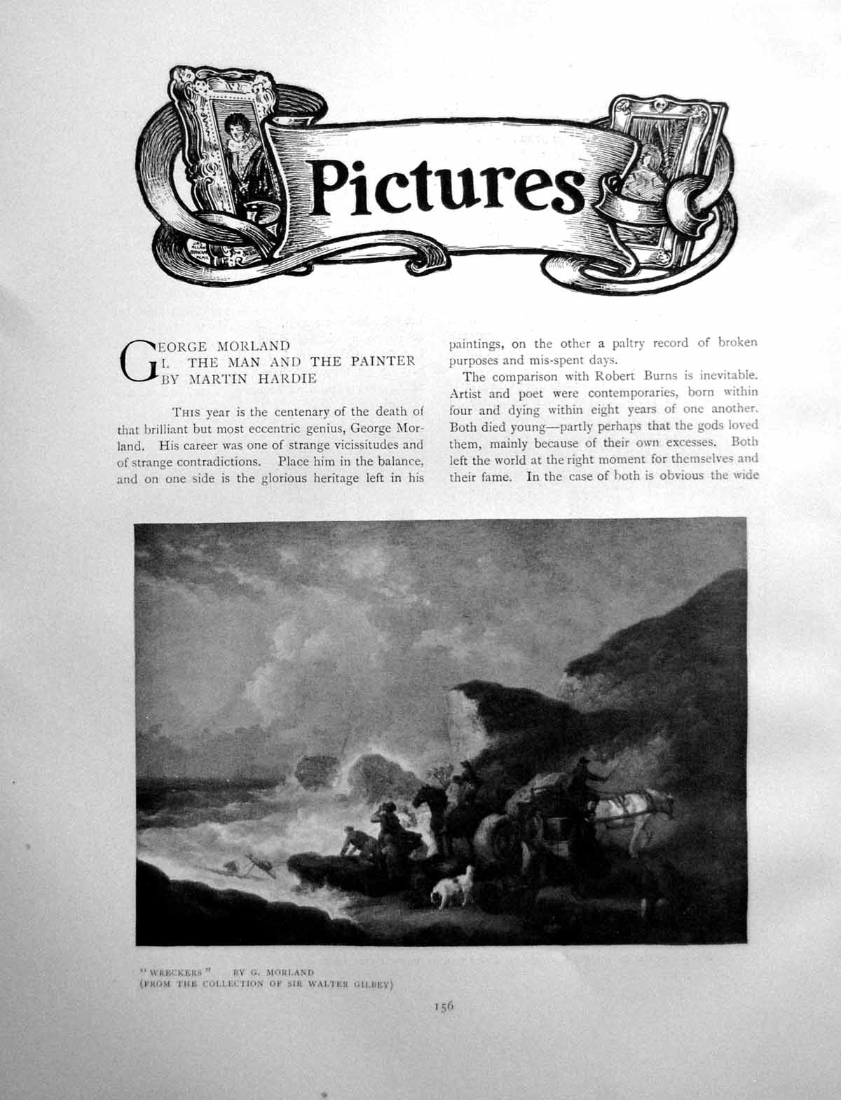 Antique Old Print George Morland I. The Man And Painter WreckersPages 1904