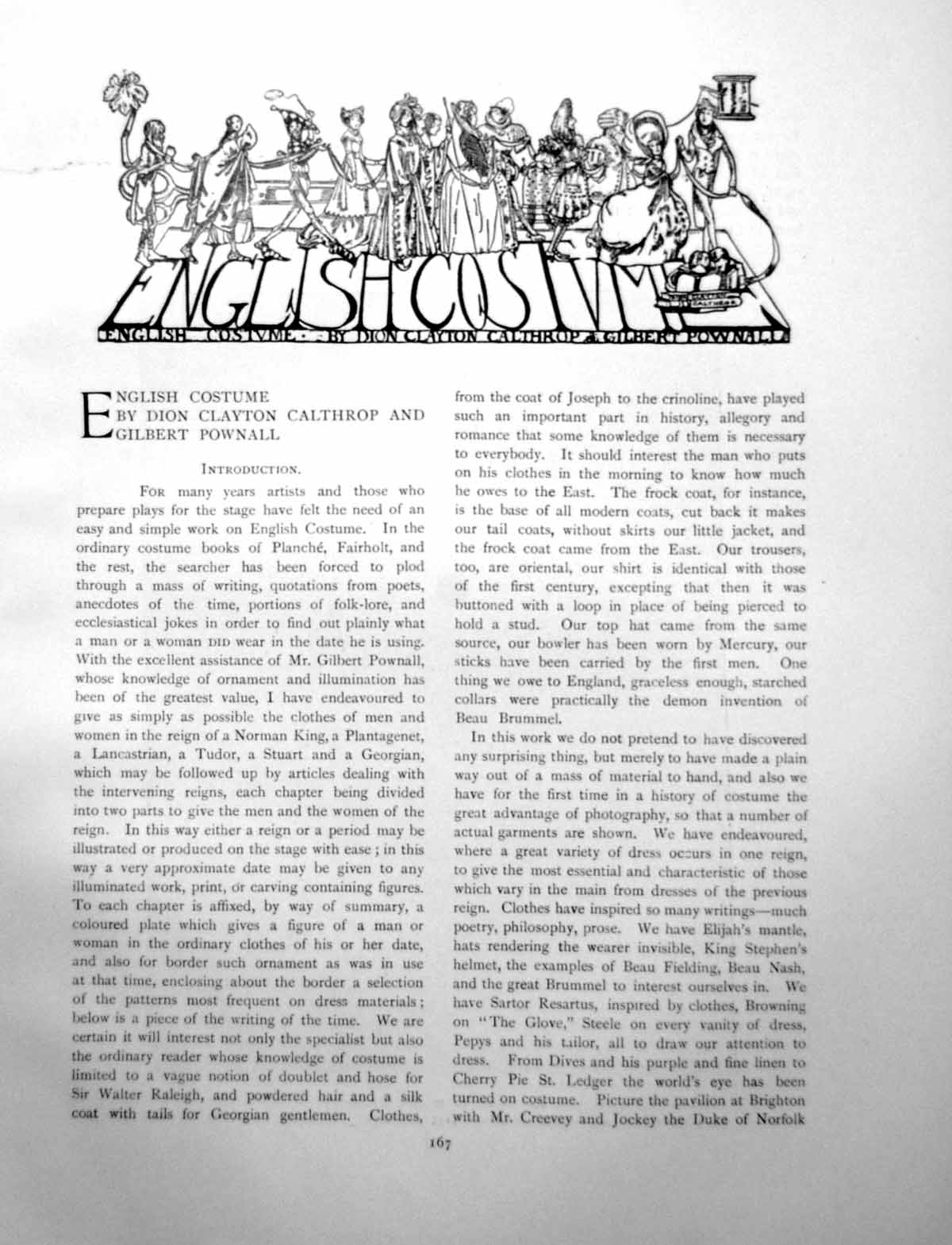 Antique Old Print English Costume Introduction Illuminated PagePage 1904
