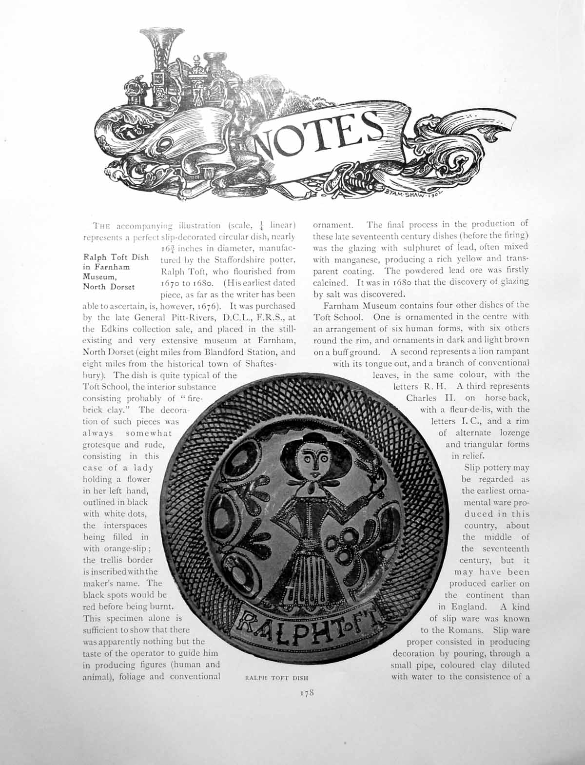 Antique Old Print Ralph Toft Dish Staffordshire Flemish CabinetPages 1904