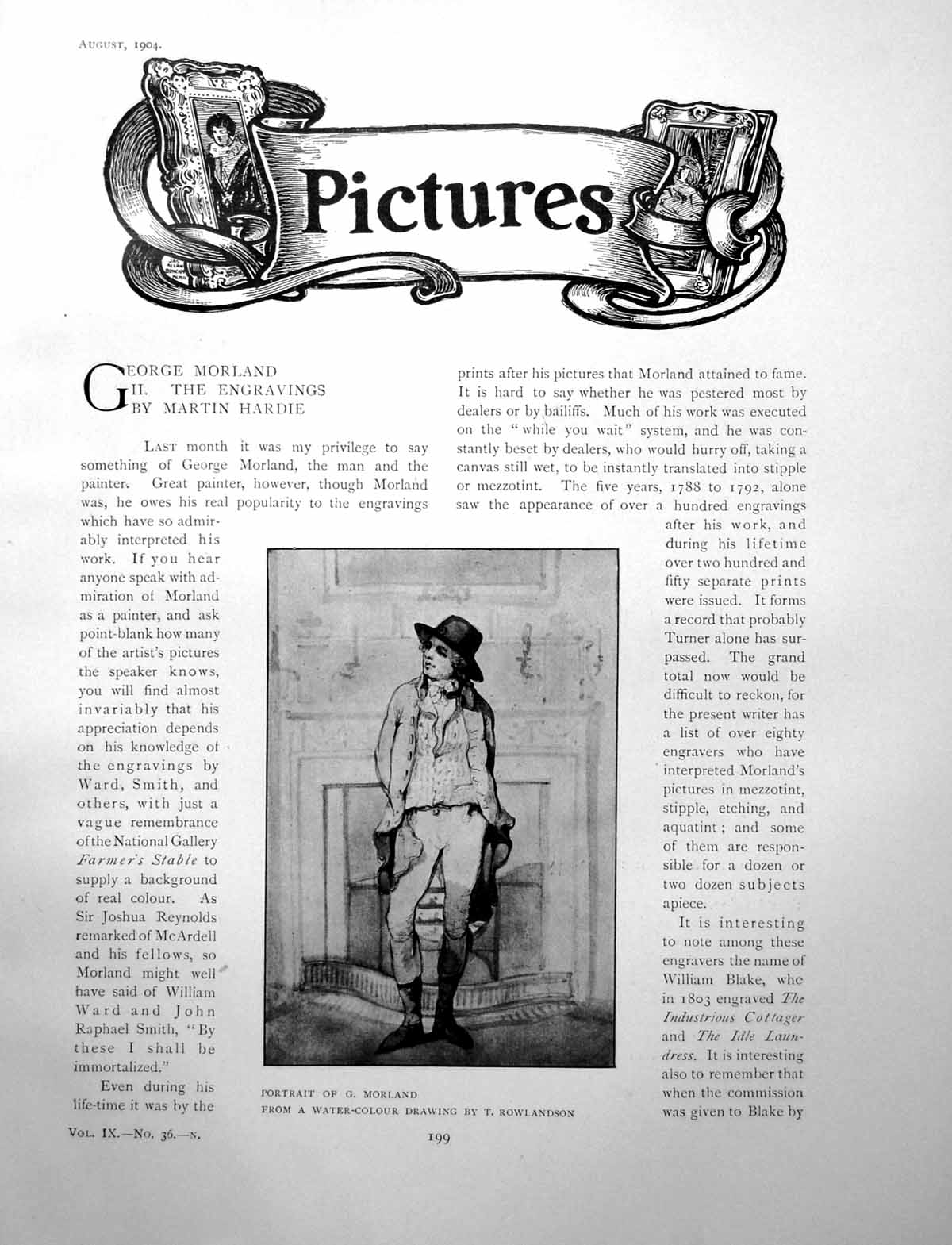 Old Antique Print George Morland Ii. The Engravings PortraitPages 1904