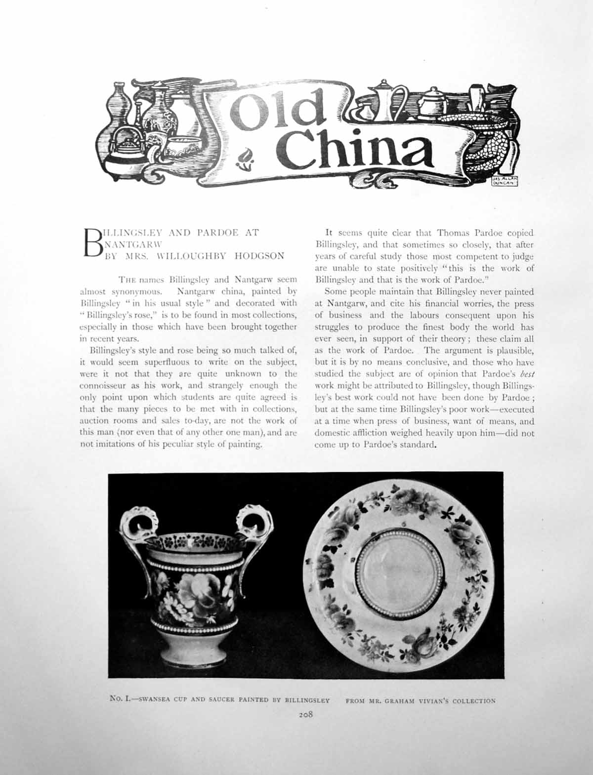 Old Antique Print China Billingsley And Pardoe At NantgarwPages 1904