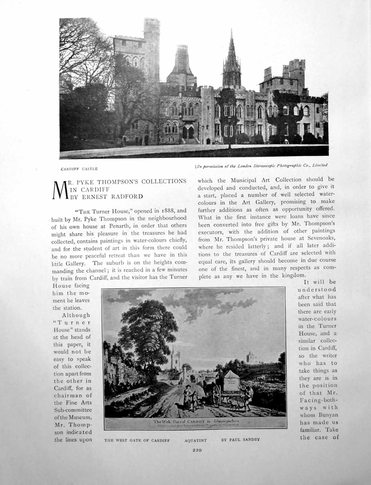 Old Antique Print Mr Pyke Thompson'S Collections In CardiffPages 1904