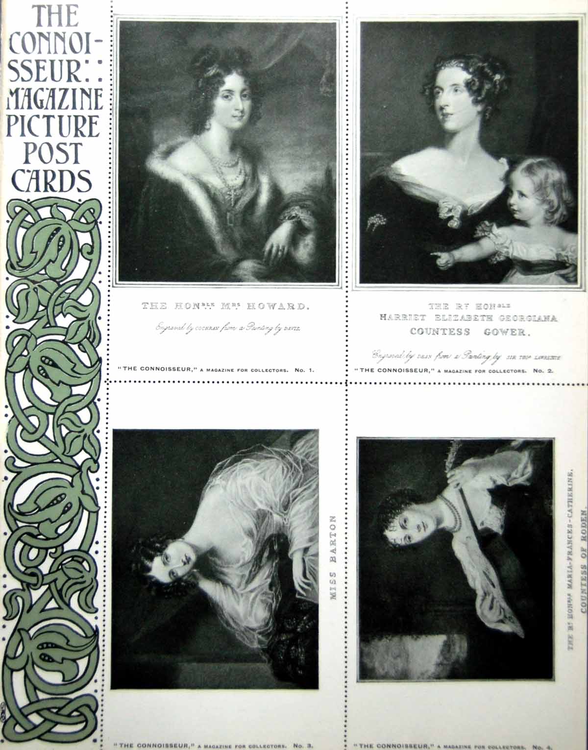 Antique Print Postcards Joined SetMrs Howard Countess Gower Barton 1904