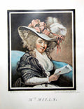 Antique Old Print Mrs Mills Portrait Lady Plumed Be-Ribboned Hat Curls 1904