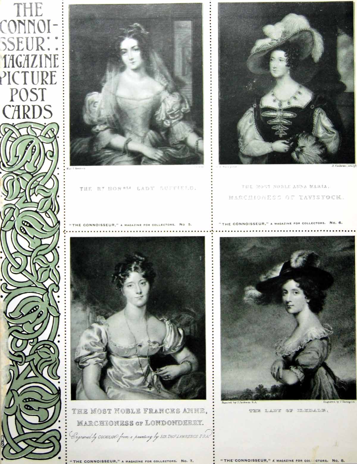 Old Print Postcards Joined SetLady Suffield Marchioness Tavistock 1904