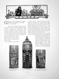 Antique Print German Glass Drinking Vessels Painted In EnamelPages 1904